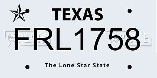 FRL1758 Texas License Plate