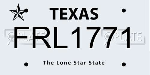 FRL1771 Texas License Plate