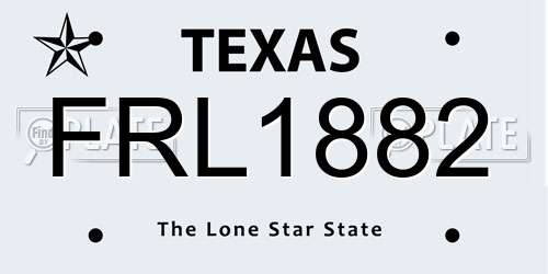 FRL1882 Texas License Plate