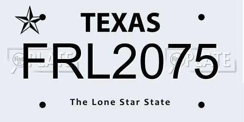 FRL2075 Texas License Plate