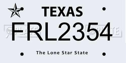 FRL2354 Texas License Plate