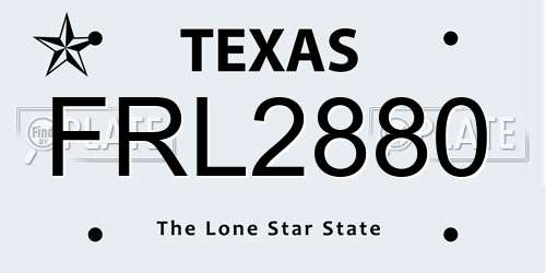 FRL2880 Texas License Plate