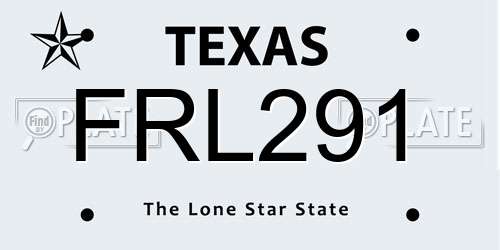 FRL291 Texas License Plate