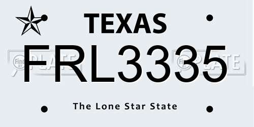 FRL3335 Texas License Plate