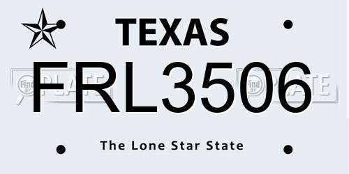 FRL3506 Texas License Plate