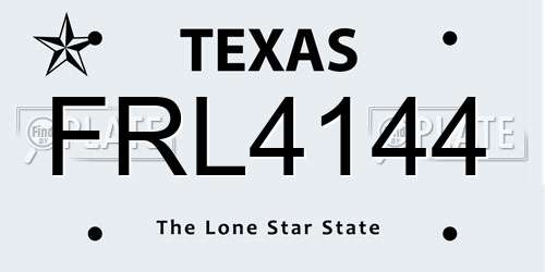 FRL4144 Texas License Plate