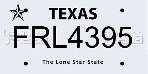 FRL4395 Texas License Plate