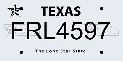 FRL4597 Texas License Plate