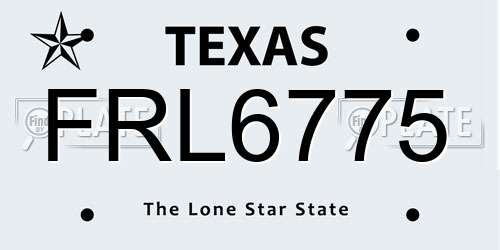 FRL6775 Texas License Plate