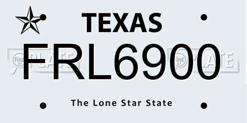 FRL6900 Texas License Plate