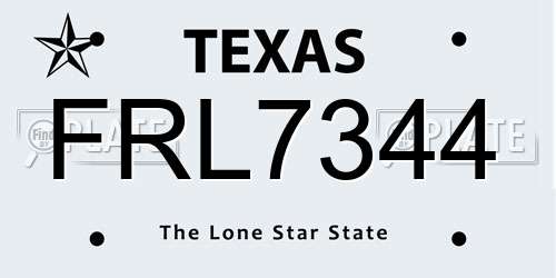 FRL7344 Texas License Plate