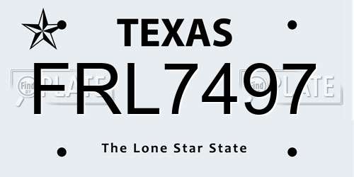 FRL7497 Texas License Plate