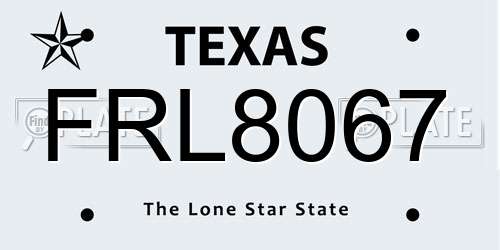 FRL8067 Texas License Plate