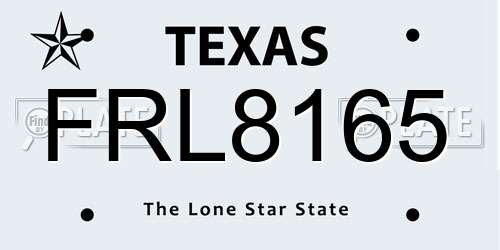 FRL8165 Texas License Plate