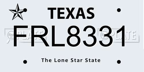 FRL8331 Texas License Plate