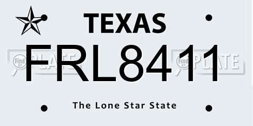FRL8411 Texas License Plate