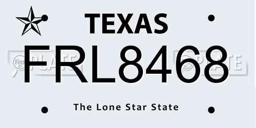 FRL8468 Texas License Plate