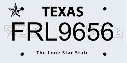 FRL9656 Texas License Plate