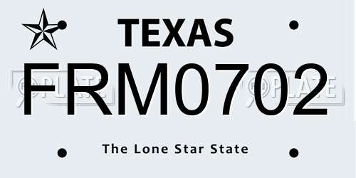 FRM0702 Texas License Plate