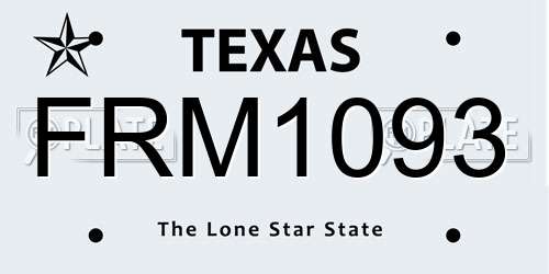 FRM1093 Texas License Plate
