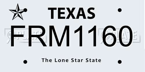 FRM1160 Texas License Plate