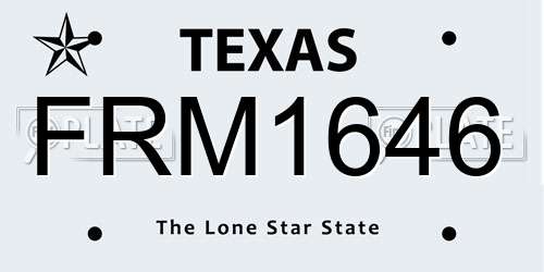 FRM1646 Texas License Plate