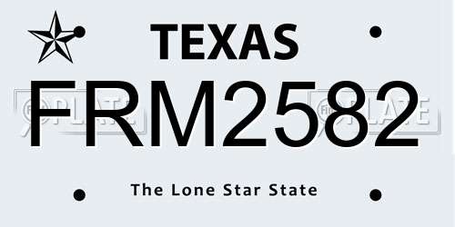 FRM2582 Texas License Plate