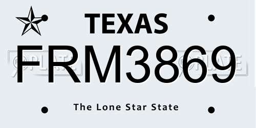 FRM3869 Texas License Plate