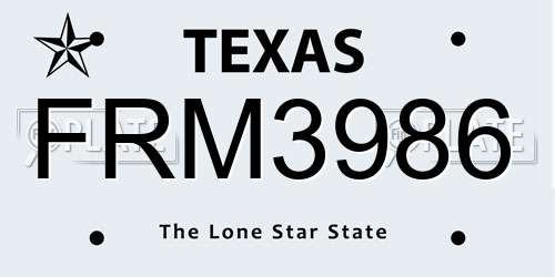 FRM3986 Texas License Plate