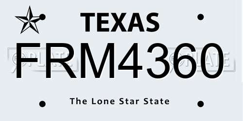 FRM4360 Texas License Plate