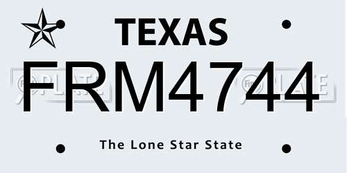 FRM4744 Texas License Plate