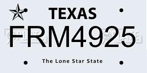 FRM4925 Texas License Plate