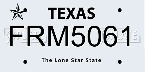 FRM5061 Texas License Plate