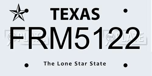 FRM5122 Texas License Plate