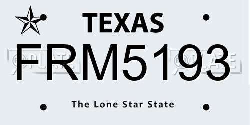 FRM5193 Texas License Plate