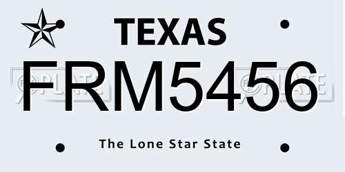 FRM5456 Texas License Plate