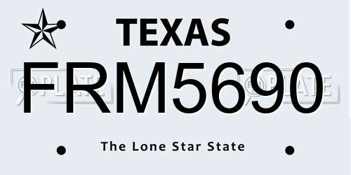 FRM5690 Texas License Plate