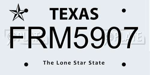 FRM5907 Texas License Plate
