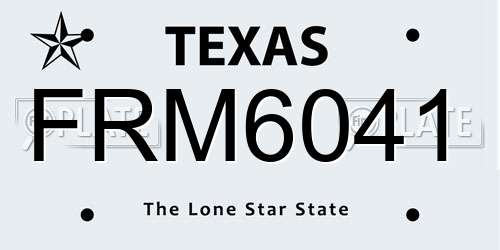 FRM6041 Texas License Plate