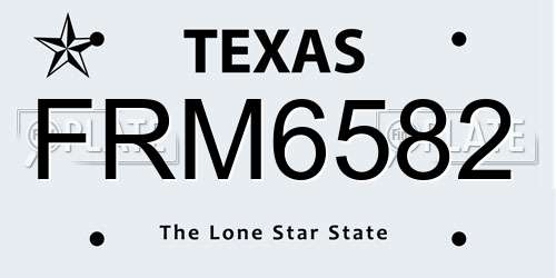 FRM6582 Texas License Plate