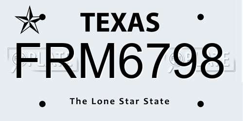FRM6798 Texas License Plate