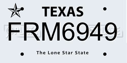FRM6949 Texas License Plate