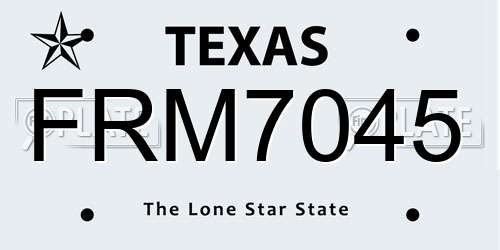 FRM7045 Texas License Plate