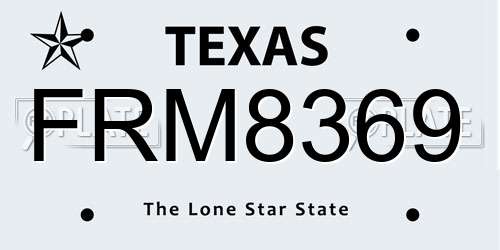 FRM8369 Texas License Plate