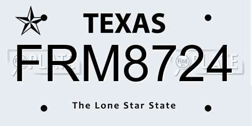 FRM8724 Texas License Plate