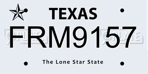 FRM9157 Texas License Plate