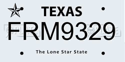 FRM9329 Texas License Plate