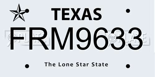 FRM9633 Texas License Plate