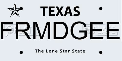 FRMDGEE Texas License Plate