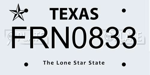 FRN0833 Texas License Plate